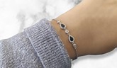 Black Teardrop Silver Bracelet 